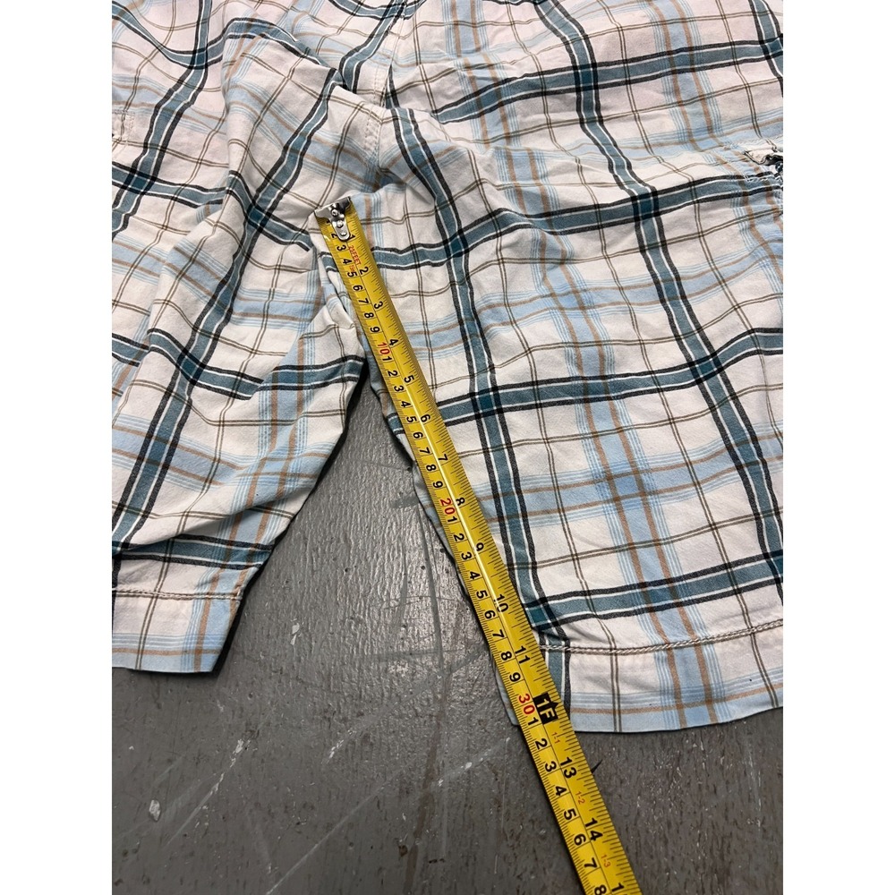 American‎ Eagle Outfitters Shorts Mens 36 White Blue Plaid Cargo Pockets Summer - Picture 5 of 7